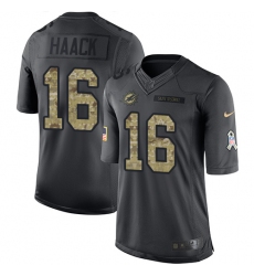 Youth Nike Miami Dolphins #16 Matt Haack Limited Black 2016 Salute to Service NFL Jersey