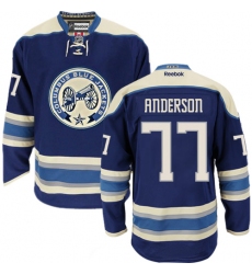 Men's Reebok Columbus Blue Jackets #77 Josh Anderson Authentic Navy Blue Third NHL Jersey