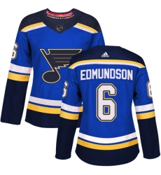 Women's Adidas St. Louis Blues #6 Joel Edmundson Premier Royal Blue Home NHL Jersey