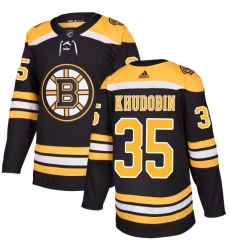 Men's Adidas Boston Bruins #35 Anton Khudobin Authentic Black Home NHL Jersey