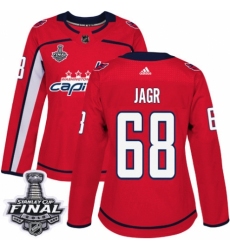 Women's Adidas Washington Capitals #68 Jaromir Jagr Authentic Red Home 2018 Stanley Cup Final NHL Jersey