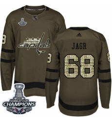 Youth Adidas Washington Capitals #68 Jaromir Jagr Authentic Green Salute to Service 2018 Stanley Cup Final Champions NHL Jersey
