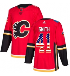 Youth Adidas Calgary Flames #41 Mike Smith Authentic Red USA Flag Fashion NHL Jersey