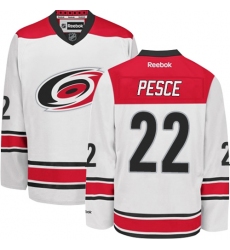 Women's Reebok Carolina Hurricanes #22 Brett Pesce Authentic White Away NHL Jersey