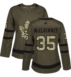 Women's Adidas Toronto Maple Leafs #35 Curtis McElhinney Authentic Green Salute to Service NHL Jersey
