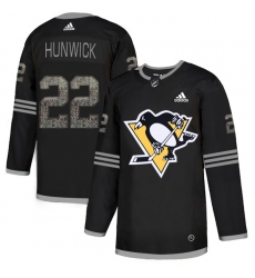 Men's Adidas Pittsburgh Penguins #22 Matt Hunwick Black Authentic Classic Stitched NHL Jersey