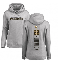 NHL Women's Adidas Pittsburgh Penguins #22 Matt Hunwick Ash Backer Pullover Hoodie