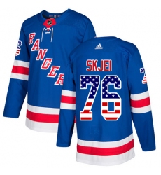 Youth Adidas New York Rangers #76 Brady Skjei Authentic Royal Blue USA Flag Fashion NHL Jersey