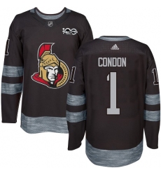 Men's Adidas Ottawa Senators #1 Mike Condon Authentic Black 1917-2017 100th Anniversary NHL Jersey