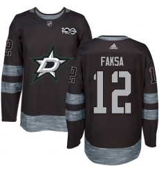Men's Adidas Dallas Stars #12 Radek Faksa Authentic Black 1917-2017 100th Anniversary NHL Jersey
