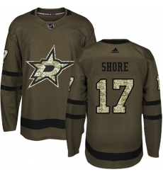 Youth Adidas Dallas Stars #17 Devin Shore Authentic Green Salute to Service NHL Jersey