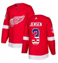 Youth Adidas Detroit Red Wings #3 Nick Jensen Authentic Red USA Flag Fashion NHL Jersey