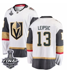 Men's Vegas Golden Knights #13 Brendan Leipsic Authentic White Away Fanatics Branded Breakaway 2018 Stanley Cup Final NHL Jersey
