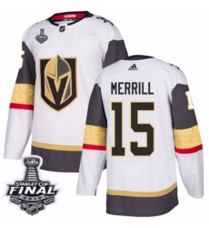 Youth Adidas Vegas Golden Knights #15 Jon Merrill Authentic White Away 2018 Stanley Cup Final NHL Jersey