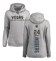 NHL Women's Adidas Vegas Golden Knights #24 Oscar Lindberg Gray Backer Pullover Hoodie