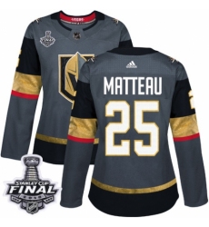 Women's Adidas Vegas Golden Knights #25 Stefan Matteau Authentic Gray Home 2018 Stanley Cup Final NHL Jersey