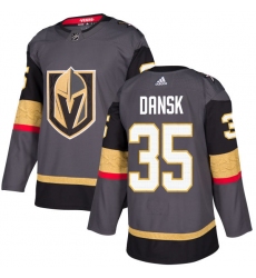 Men's Adidas Vegas Golden Knights #35 Oscar Dansk Authentic Gray Home NHL Jersey