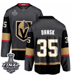 Men's Vegas Golden Knights #35 Oscar Dansk Authentic Black Home Fanatics Branded Breakaway 2018 Stanley Cup Final NHL Jersey