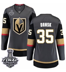 Women's Vegas Golden Knights #35 Oscar Dansk Authentic Black Home Fanatics Branded Breakaway 2018 Stanley Cup Final NHL Jersey