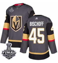 Men's Adidas Vegas Golden Knights #45 Jake Bischoff Premier Gray Home 2018 Stanley Cup Final NHL Jersey