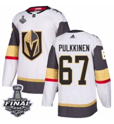 Men's Adidas Vegas Golden Knights #67 Teemu Pulkkinen Authentic White Away 2018 Stanley Cup Final NHL Jersey
