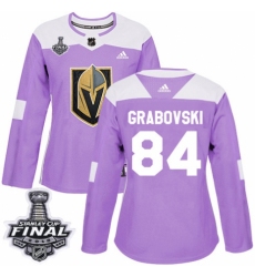 Women's Adidas Vegas Golden Knights #84 Mikhail Grabovski Authentic Purple Fights Cancer Practice 2018 Stanley Cup Final NHL Jersey