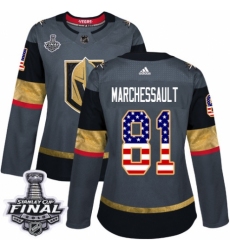 Women's Adidas Vegas Golden Knights #81 Jonathan Marchessault Authentic Gray USA Flag Fashion 2018 Stanley Cup Final NHL Jersey