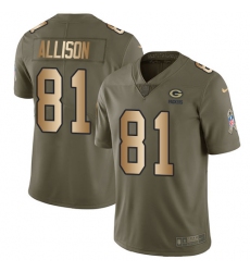 Youth Nike Green Bay Packers #81 Geronimo Allison Limited Olive/Gold 2017 Salute to Service NFL Jersey