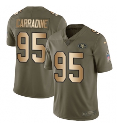 Men's Nike San Francisco 49ers #95 Tank Carradine Limited Olive/Gold 2017 Salute to Service NFL Jersey
