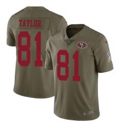 Youth Nike San Francisco 49ers #81 Trent Taylor Limited Olive 2017 Salute to Service NFL Jersey
