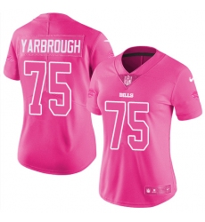 Women's Nike Buffalo Bills #75 Eddie Yarbrough Limited Pink Rush Fashion NFL Jersey