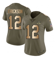 Women's Nike Cincinnati Bengals #12 Alex Erickson Limited Olive/Gold 2017 Salute to Service NFL Jersey