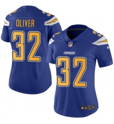 Women's Nike Los Angeles Chargers #32 Branden Oliver Limited Electric Blue Rush Vapor Untouchable NFL Jersey