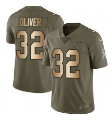 Youth Nike Los Angeles Chargers #32 Branden Oliver Limited Olive/Gold 2017 Salute to Service NFL Jersey