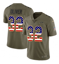 Youth Nike Los Angeles Chargers #32 Branden Oliver Limited Olive/USA Flag 2017 Salute to Service NFL Jersey