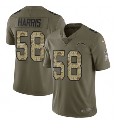 Men's Nike Los Angeles Chargers #58 Nigel Harris Limited Olive/Camo 2017 Salute to Service NFL Jersey