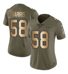 Women's Nike Los Angeles Chargers #58 Nigel Harris Limited Olive/Gold 2017 Salute to Service NFL Jersey