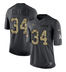 Men's Nike Baltimore Ravens #34 Alex Collins Limited Black 2016 Salute to Service NFL Jersey