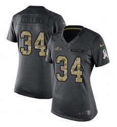 Women's Nike Baltimore Ravens #34 Alex Collins Limited Black 2016 Salute to Service NFL Jersey