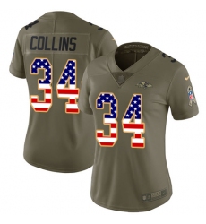 Women's Nike Baltimore Ravens #34 Alex Collins Limited Olive/USA Flag Salute to Service NFL Jersey