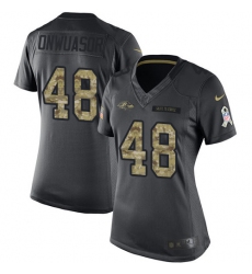 Women's Nike Baltimore Ravens #48 Patrick Onwuasor Limited Black 2016 Salute to Service NFL Jersey