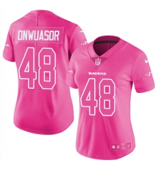 Women's Nike Baltimore Ravens #48 Patrick Onwuasor Limited Pink Rush Fashion NFL Jersey