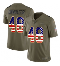 Youth Nike Baltimore Ravens #48 Patrick Onwuasor Limited Olive/USA Flag Salute to Service NFL Jersey