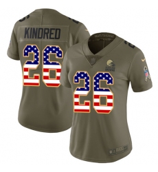 Women's Nike Cleveland Browns #26 Derrick Kindred Limited Olive/USA Flag 2017 Salute to Service NFL Jersey