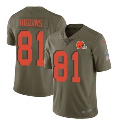 Youth Nike Cleveland Browns #81 Rashard Higgins Limited Olive 2017 Salute to Service NFL Jersey