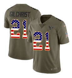 Youth Nike Houston Texans #21 Marcus Gilchrist Limited Olive/USA Flag 2017 Salute to Service NFL Jersey