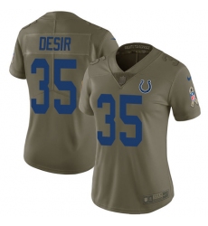 Women's Nike Indianapolis Colts #35 Pierre Desir Limited Olive 2017 Salute to Service NFL Jersey