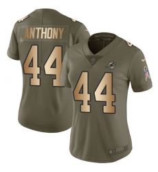 Women's Nike Miami Dolphins #44 Stephone Anthony Limited Olive/Gold 2017 Salute to Service NFL Jersey