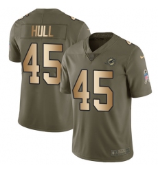 Youth Nike Miami Dolphins #45 Mike Hull Limited Olive/Gold 2017 Salute to Service NFL Jersey