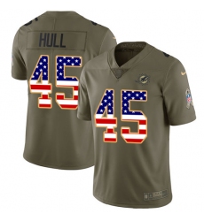 Youth Nike Miami Dolphins #45 Mike Hull Limited Olive/USA Flag 2017 Salute to Service NFL Jersey